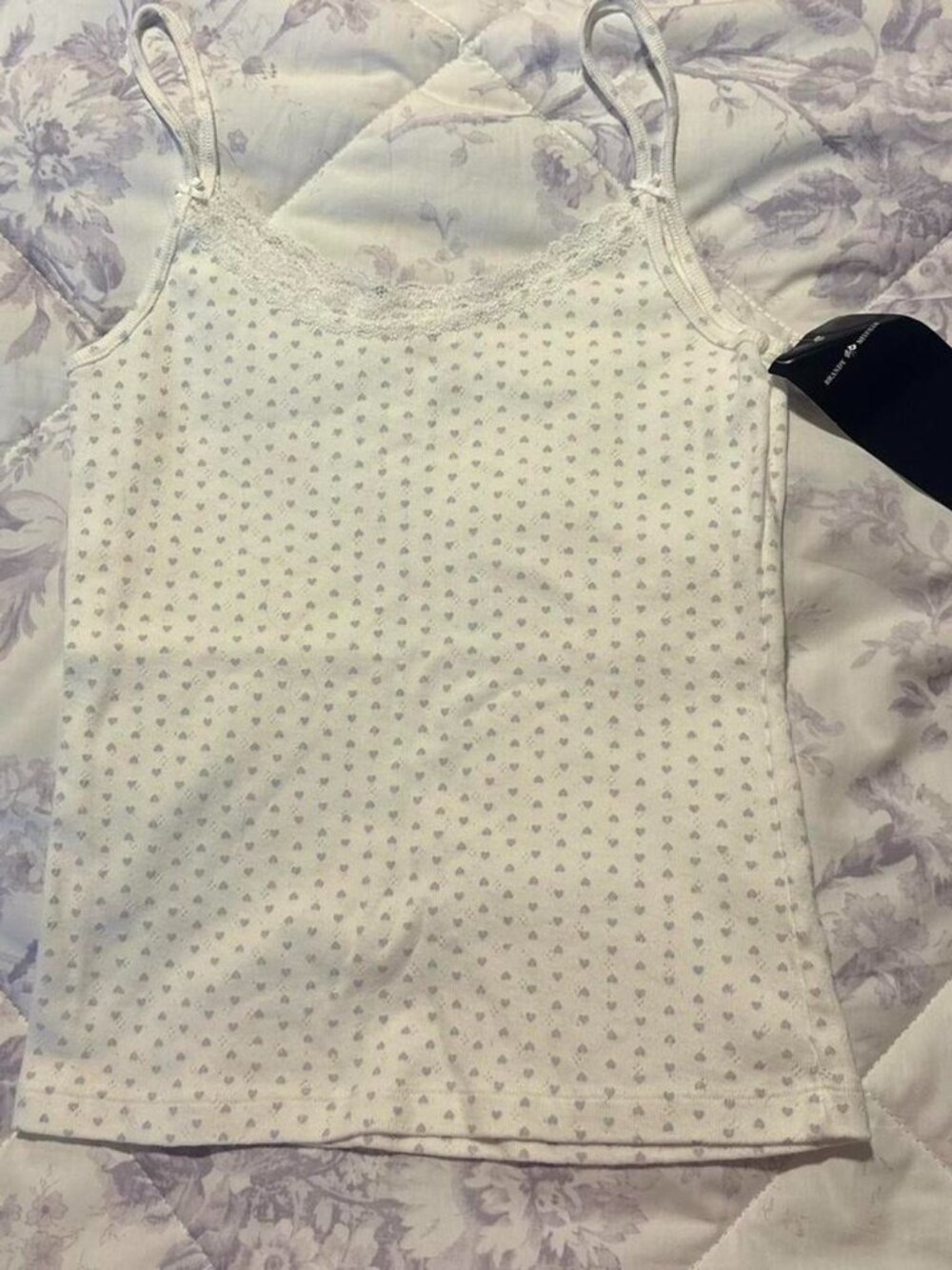 NWT Brandy Melville White and Blue Heart Tank